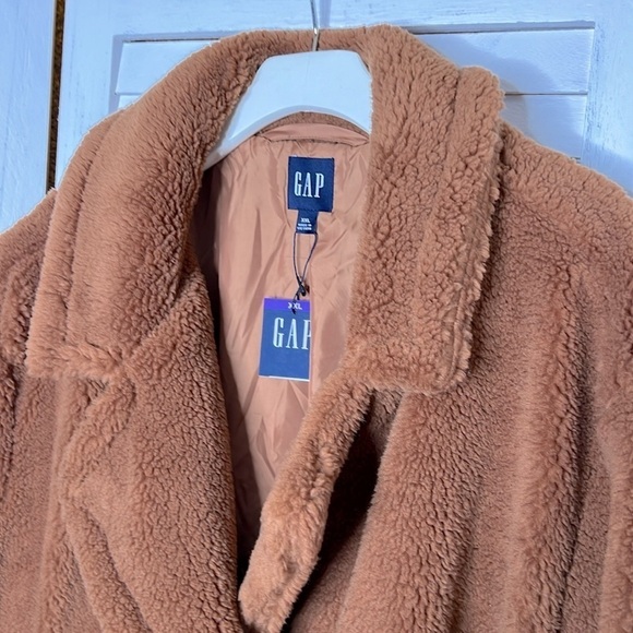 GAP l Sherpa Peacoat Jacket Holiday Brown Comfy Teddy Bear Fall Coat 2X Plu… - Picture 6 of 16